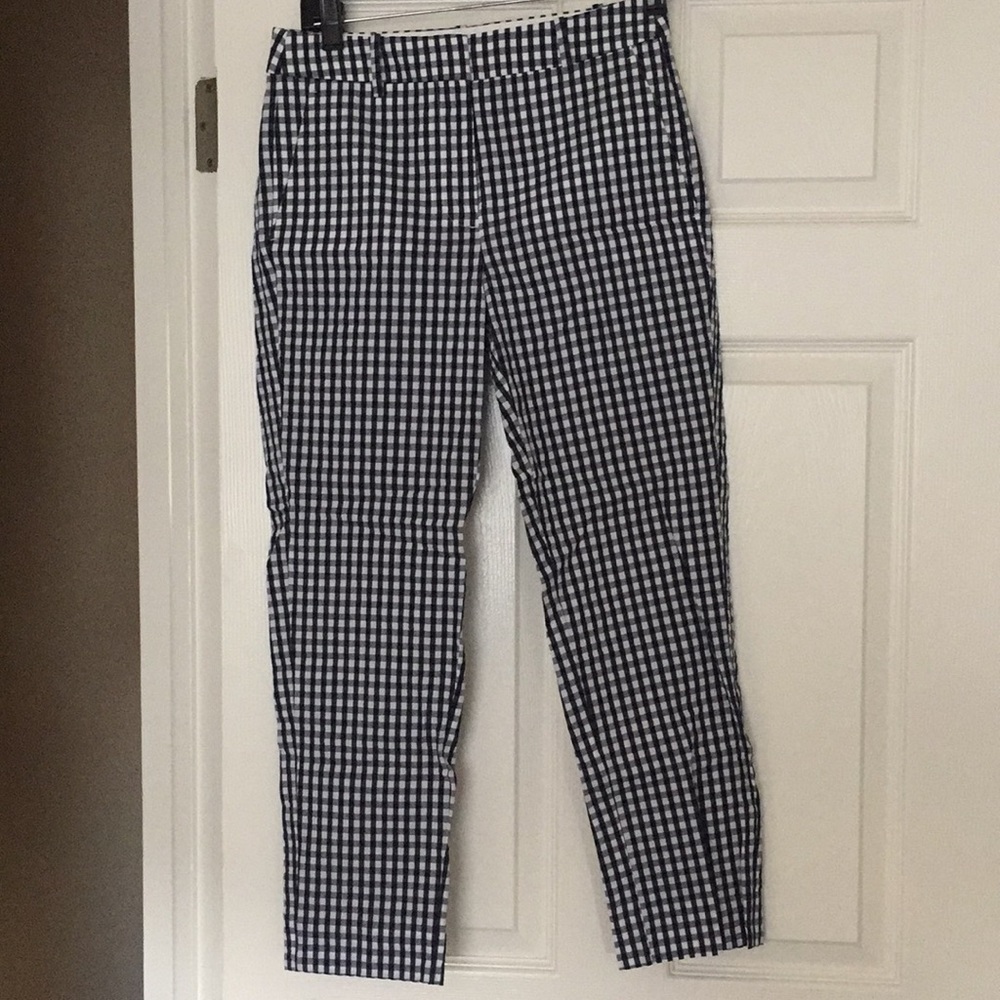 J.crew blue/white checked lightweight ankle pant,0